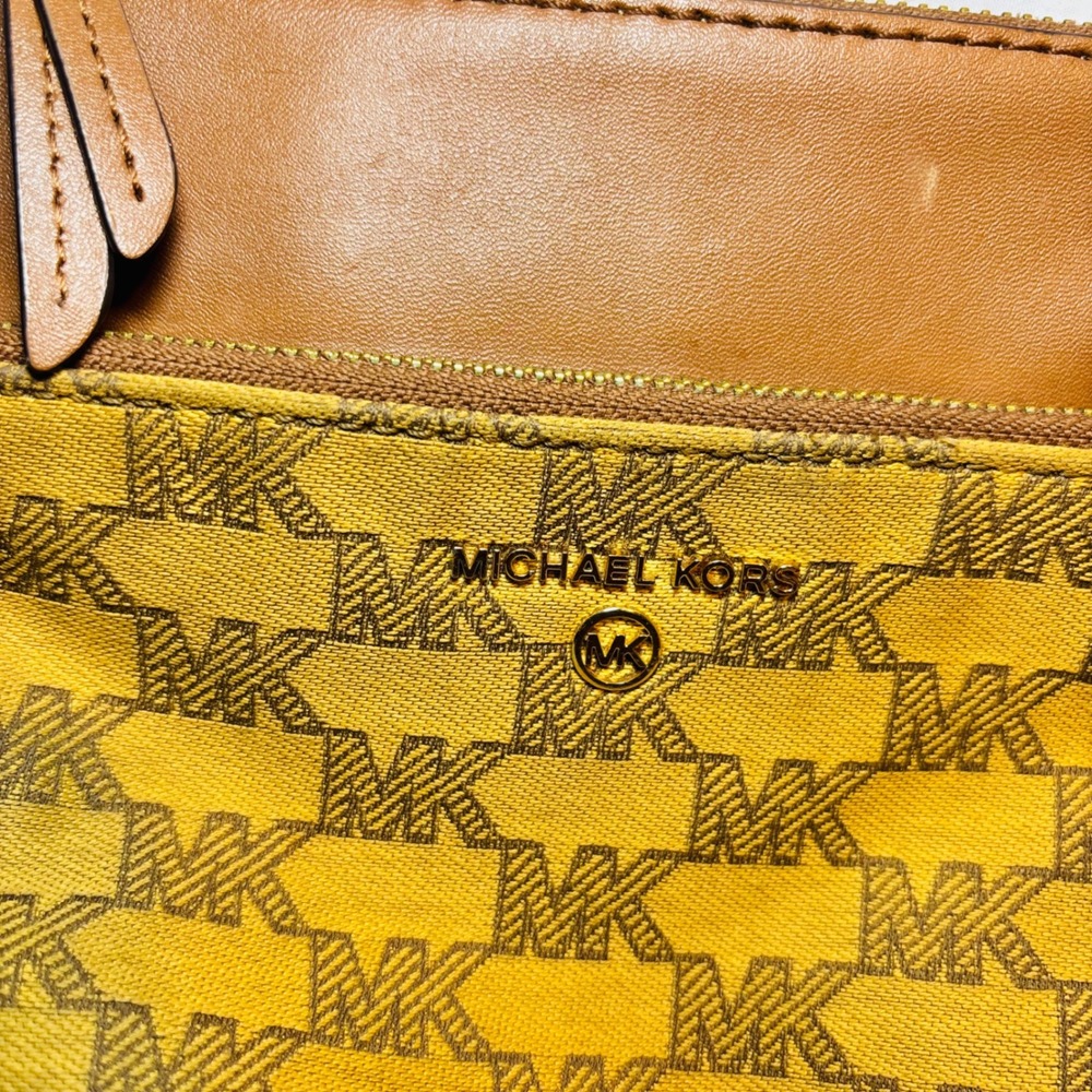 Michael Kors Crossbody Bag Yellow Monogram MK Logo Messenger Purse - Picture 4 of 12